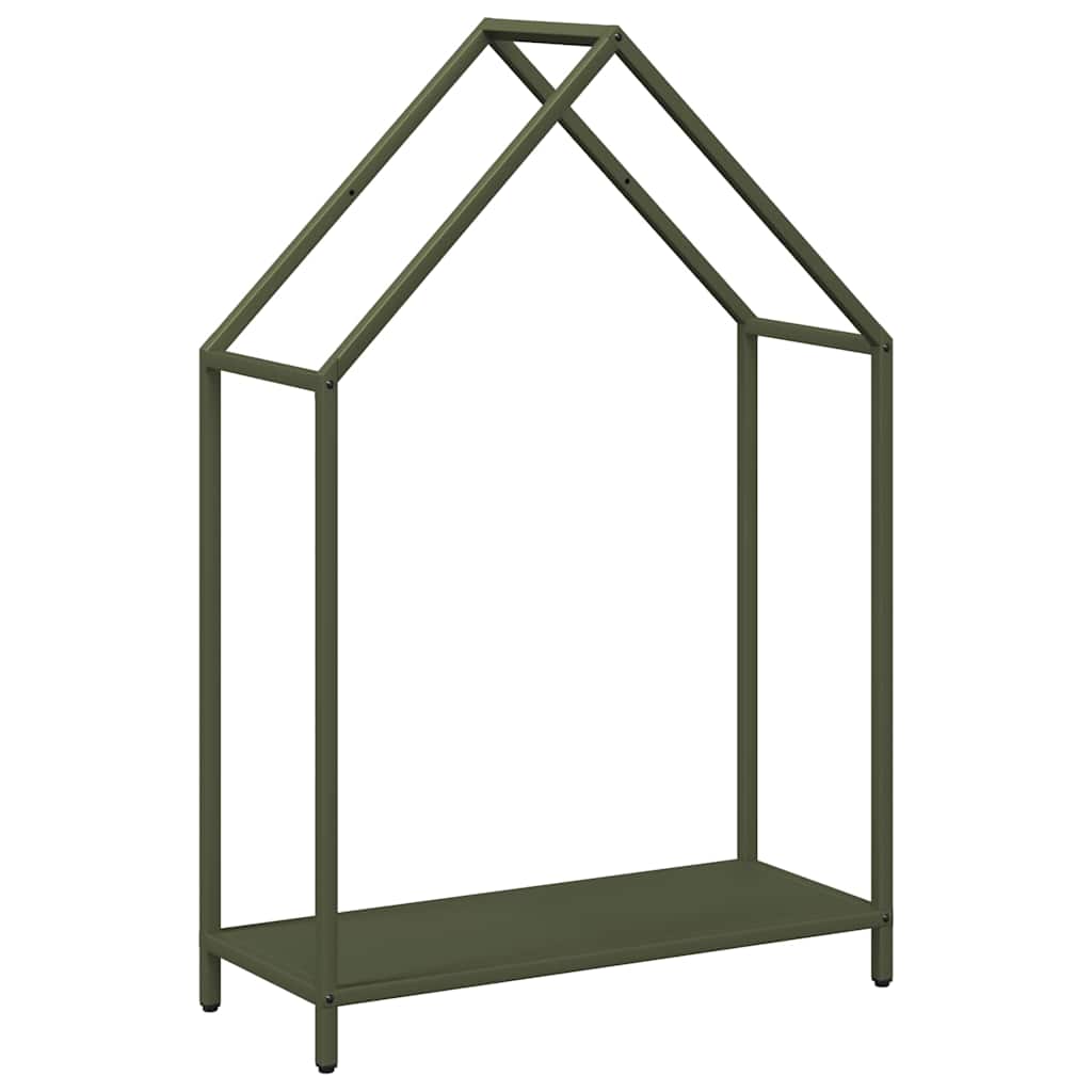 Vedstativ olivengrønn 60x25x90 cm kaldvalset stål