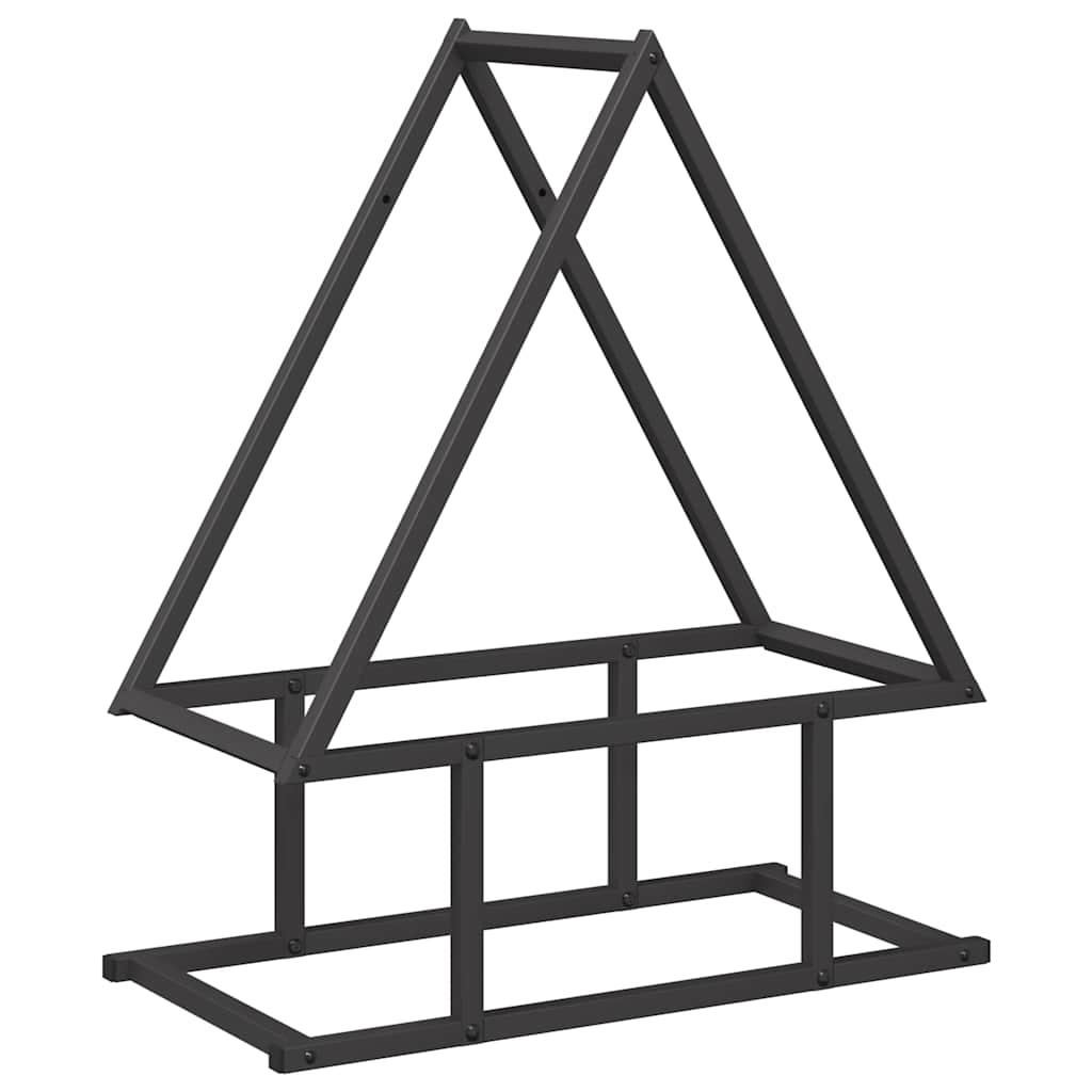 Vedstativ svart 50x25x60 cm kaldvalset stål