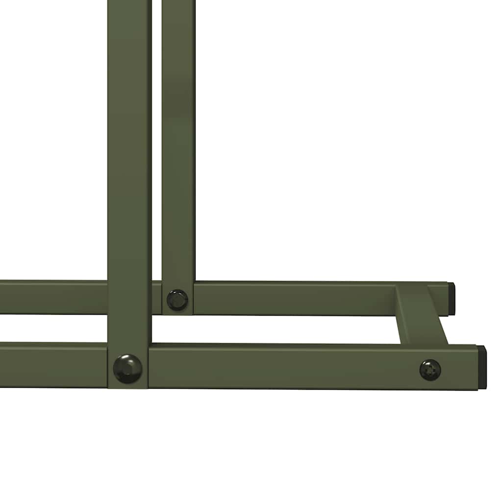 Vedstativ olivengrønn 50x25x60 cm kaldvalset stål