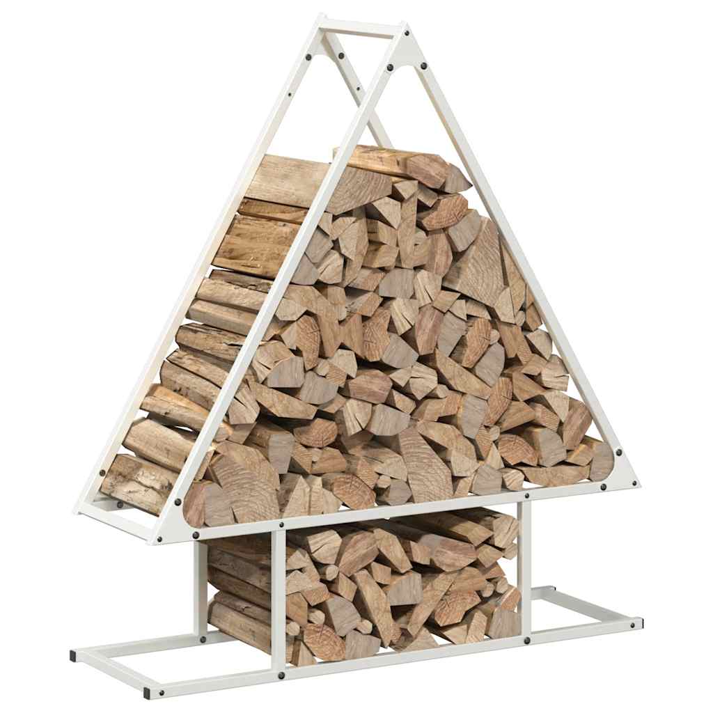 Vedstativ svart 80x25x90 cm kaldvalset stål