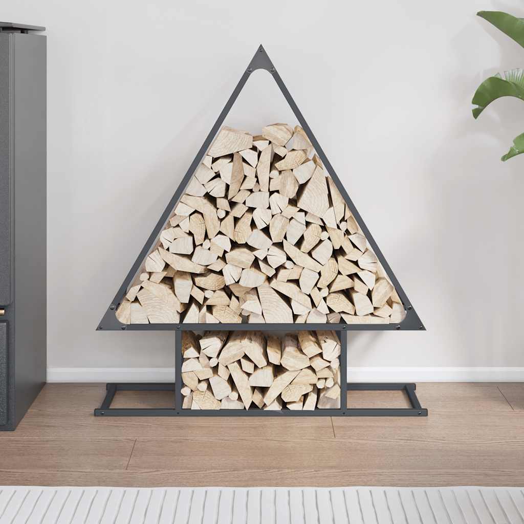 Vedstativ antrasitt 80x25x90 cm kaldvalset stål