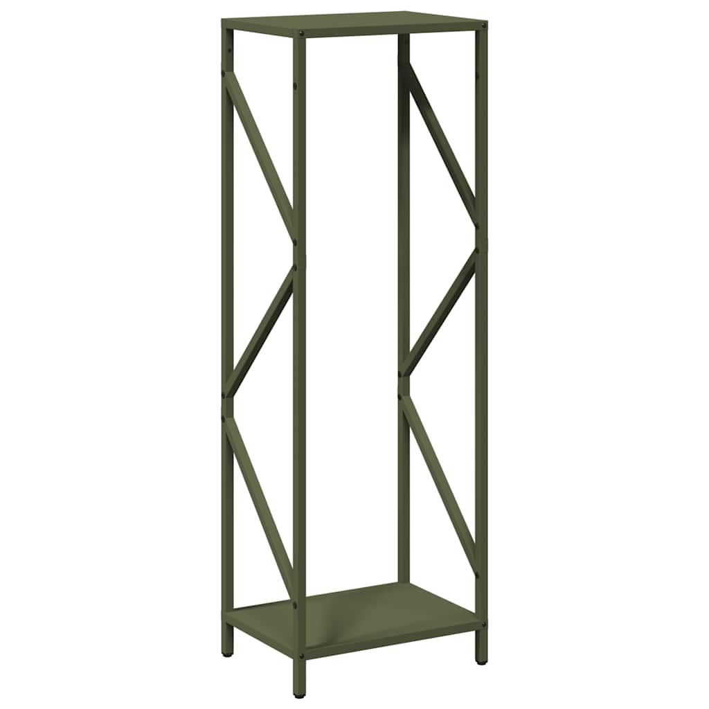 Vedstativ olivengrønn 34x25x100 cm kaldvalset stål