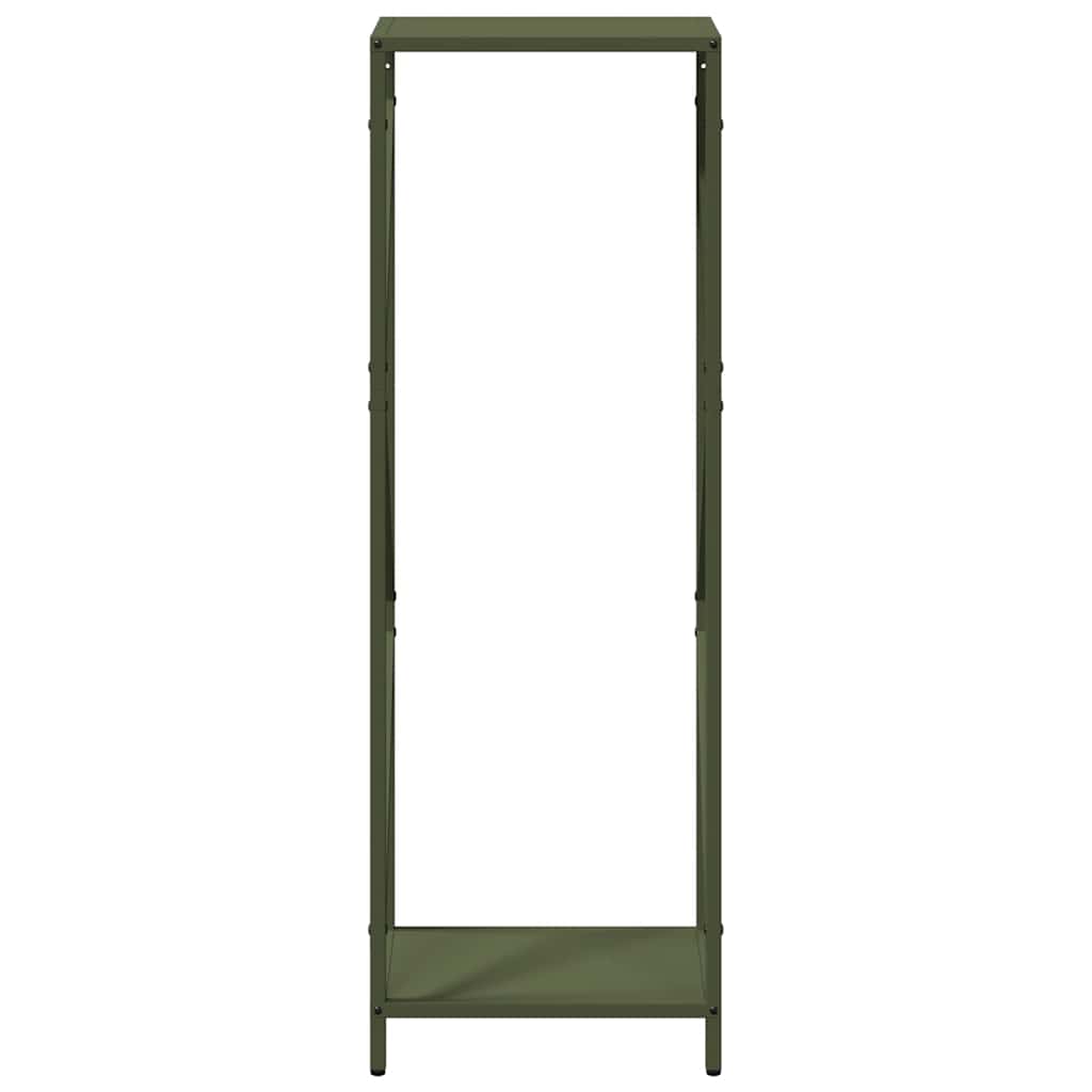 Vedstativ olivengrønn 34x25x100 cm kaldvalset stål