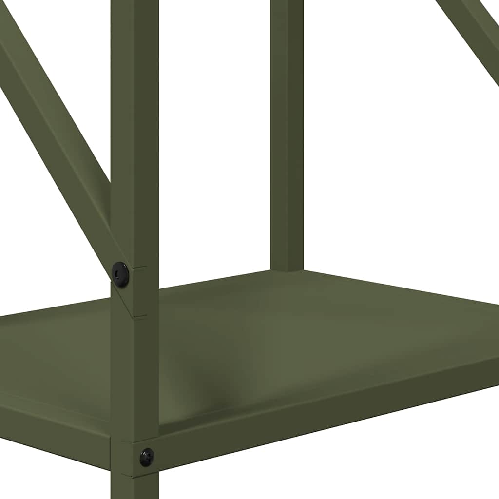 Vedstativ olivengrønn 34x25x100 cm kaldvalset stål
