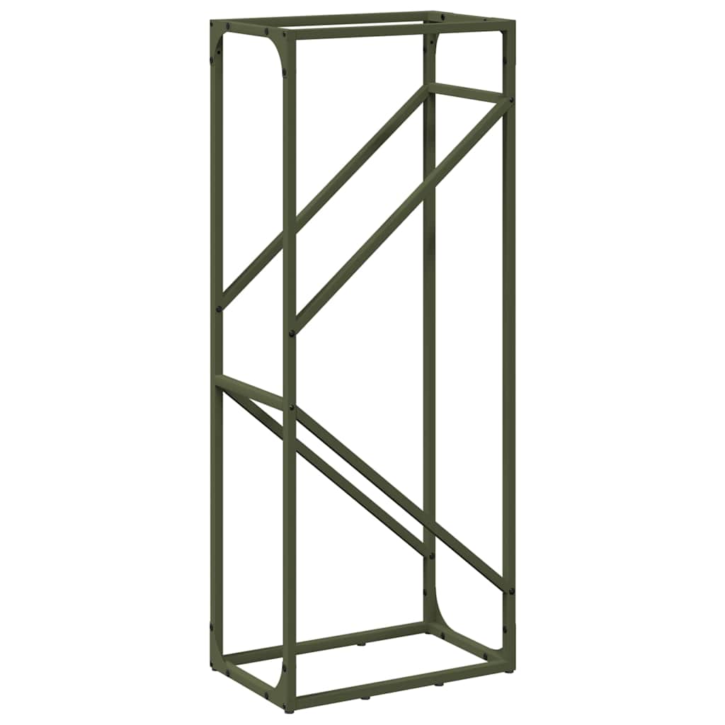 Vedstativ olivengrønn 40x25x100 cm kaldvalset stål