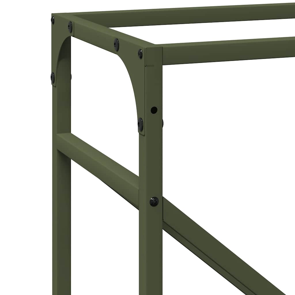 Vedstativ olivengrønn 40x25x100 cm kaldvalset stål