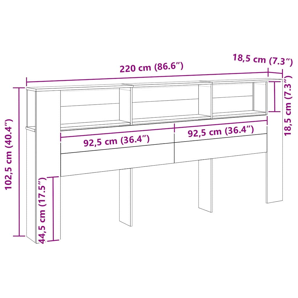 Hodegavlskap Svart Eik 220 x 18,5 x 102,5 cm Konstruert tre