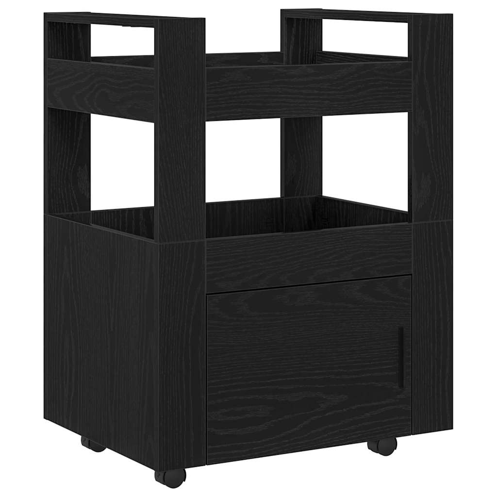 Kjøkkenvogn Svart eik 60 x 45 x 80 cm Konstruert tre