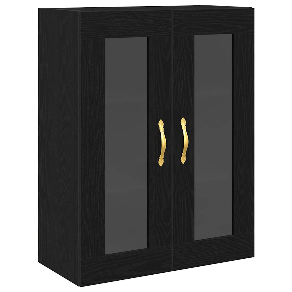 Veggskap Veggmontert Svart Eik 69,5 x 34 x 90 cm Konstruert tre