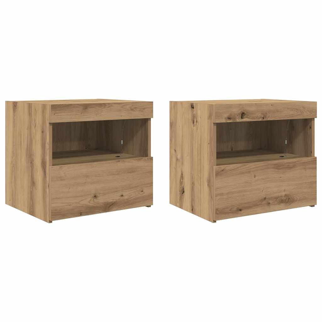 Nattbordskap 2 pcs Artisan Eik 50 x 40 x 45 cm Konstruert tre