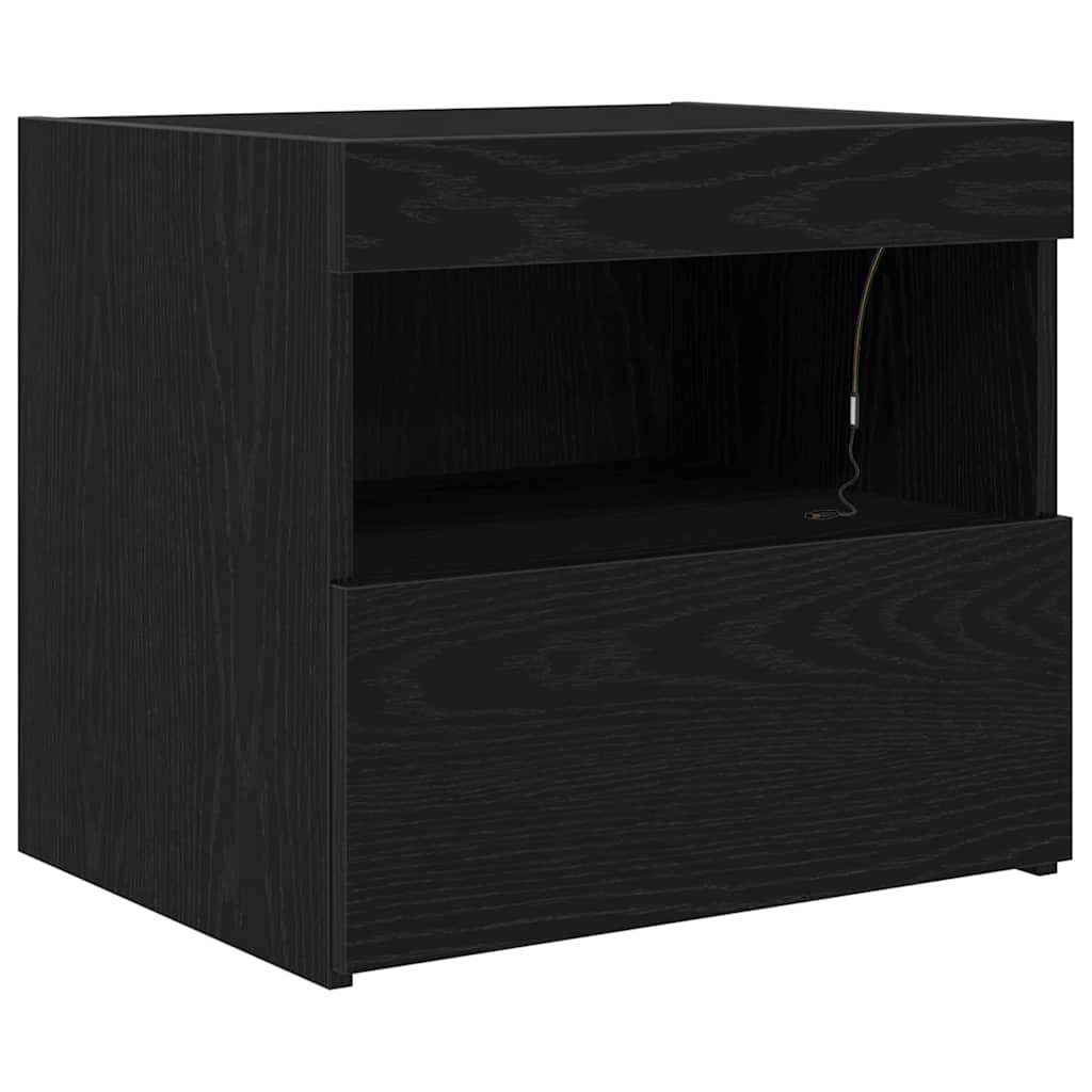 Nattbordskap 2 pcs Svart Eik 50 x 40 x 45 cm Konstruert tre