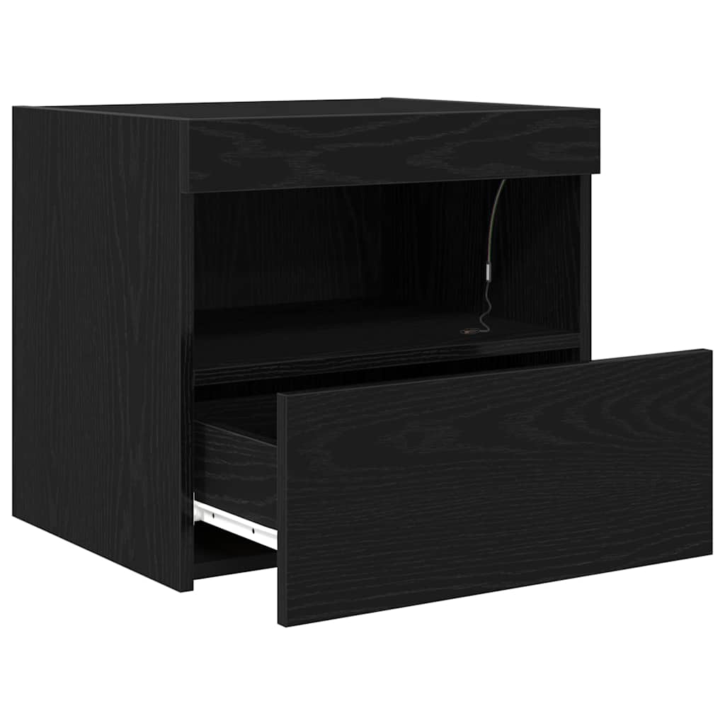 Nattbordskap 2 pcs Svart Eik 50 x 40 x 45 cm Konstruert tre