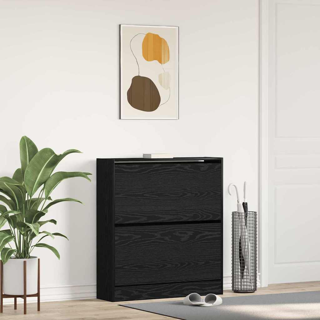 Sko Skap med hylle Svart Eik 80 x 21 x 87,5 cm Konstruert tre