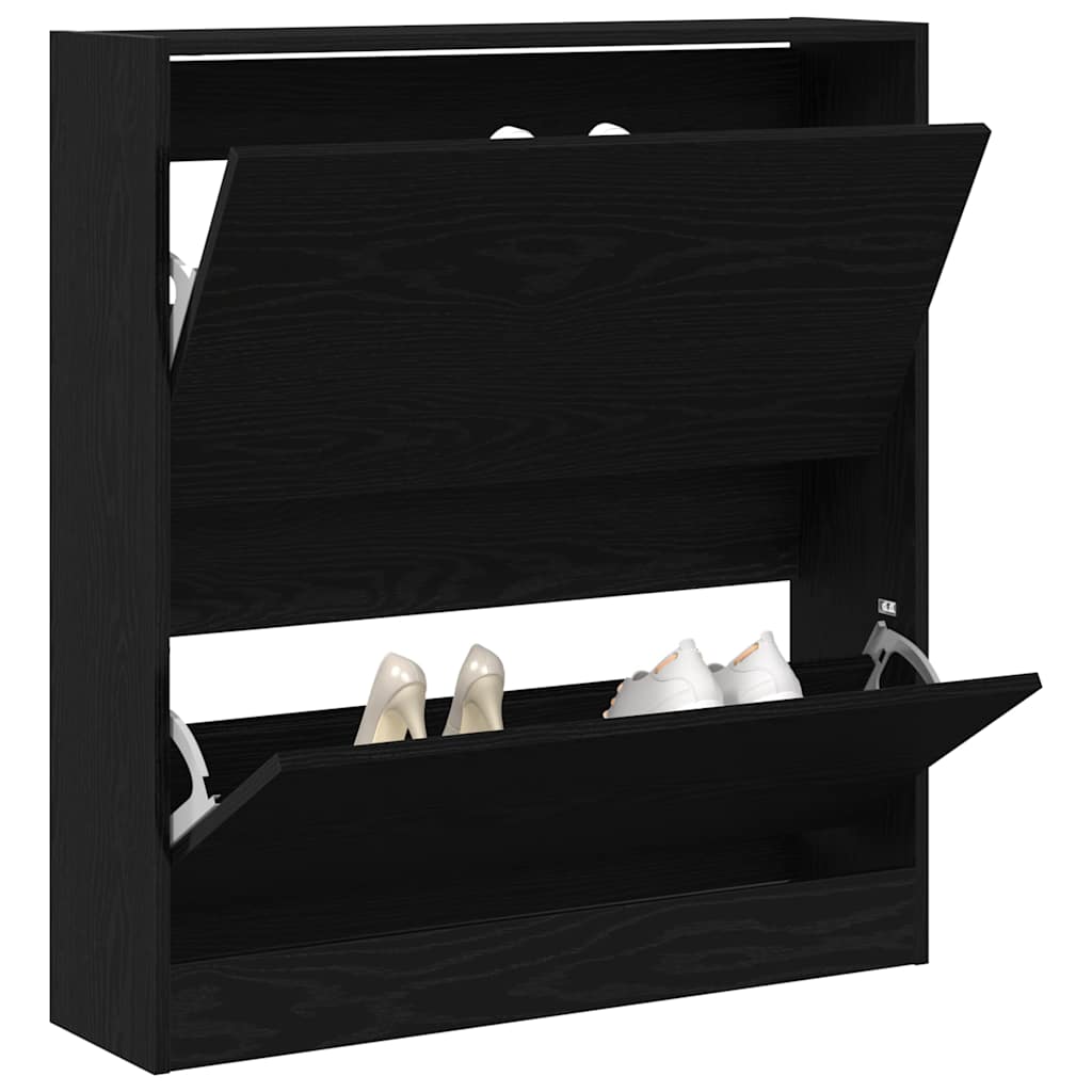 Sko Skap med hylle Svart Eik 80 x 21 x 87,5 cm Konstruert tre
