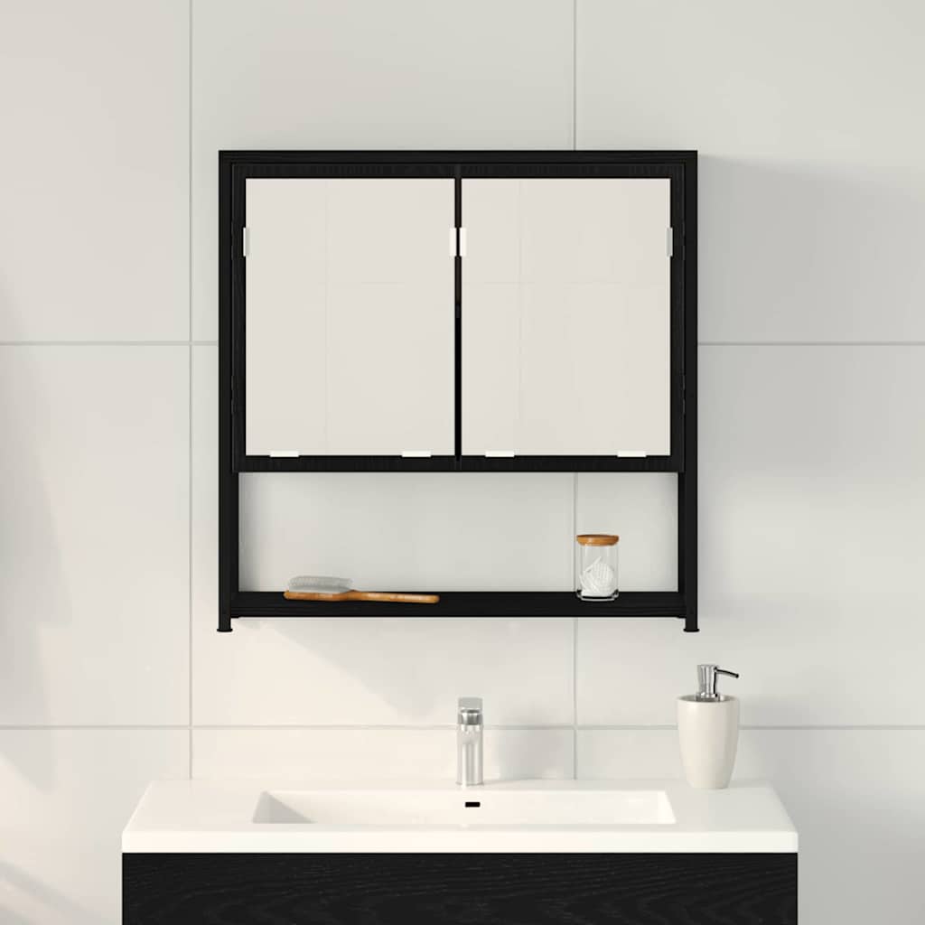 Speilskap med hylle Svart Eik 60 x 16 x 60 cm Konstruert tre