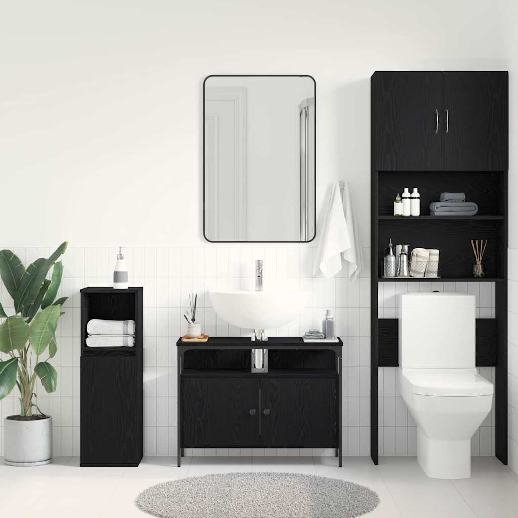 Baderomsvaskeskap Svart eik 80 x 30 x 60 cm Konstruert tre