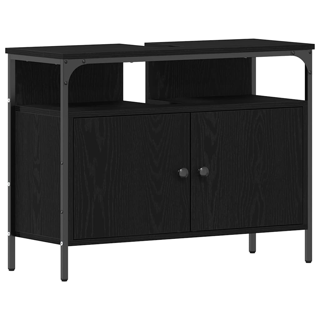 Baderomsvaskeskap Svart eik 80 x 30 x 60 cm Konstruert tre