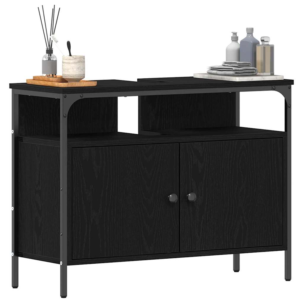 Baderomsvaskeskap Svart eik 80 x 30 x 60 cm Konstruert tre