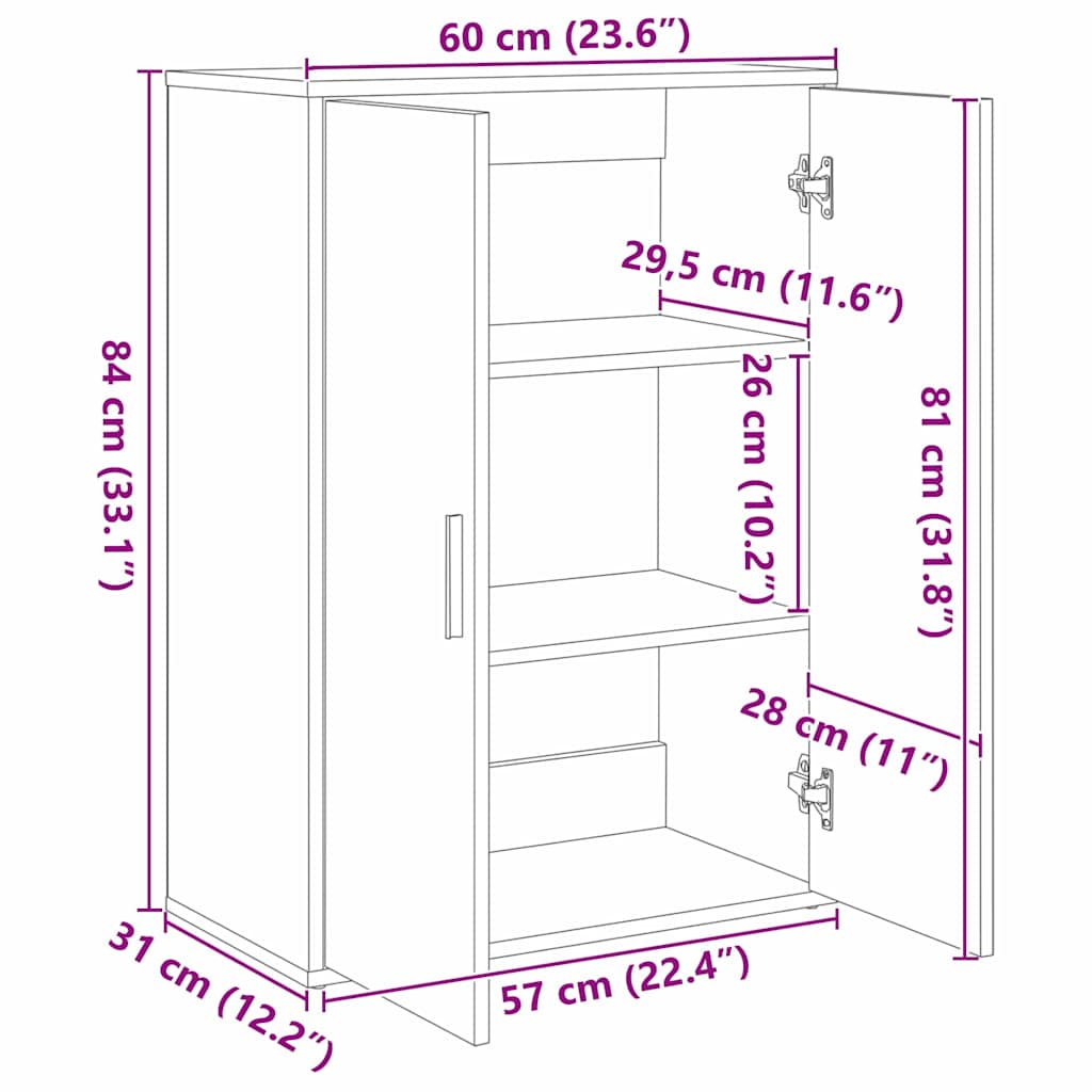 Serviesskap Artisan Eik 60 x 31 x 84 cm Konstruert tre