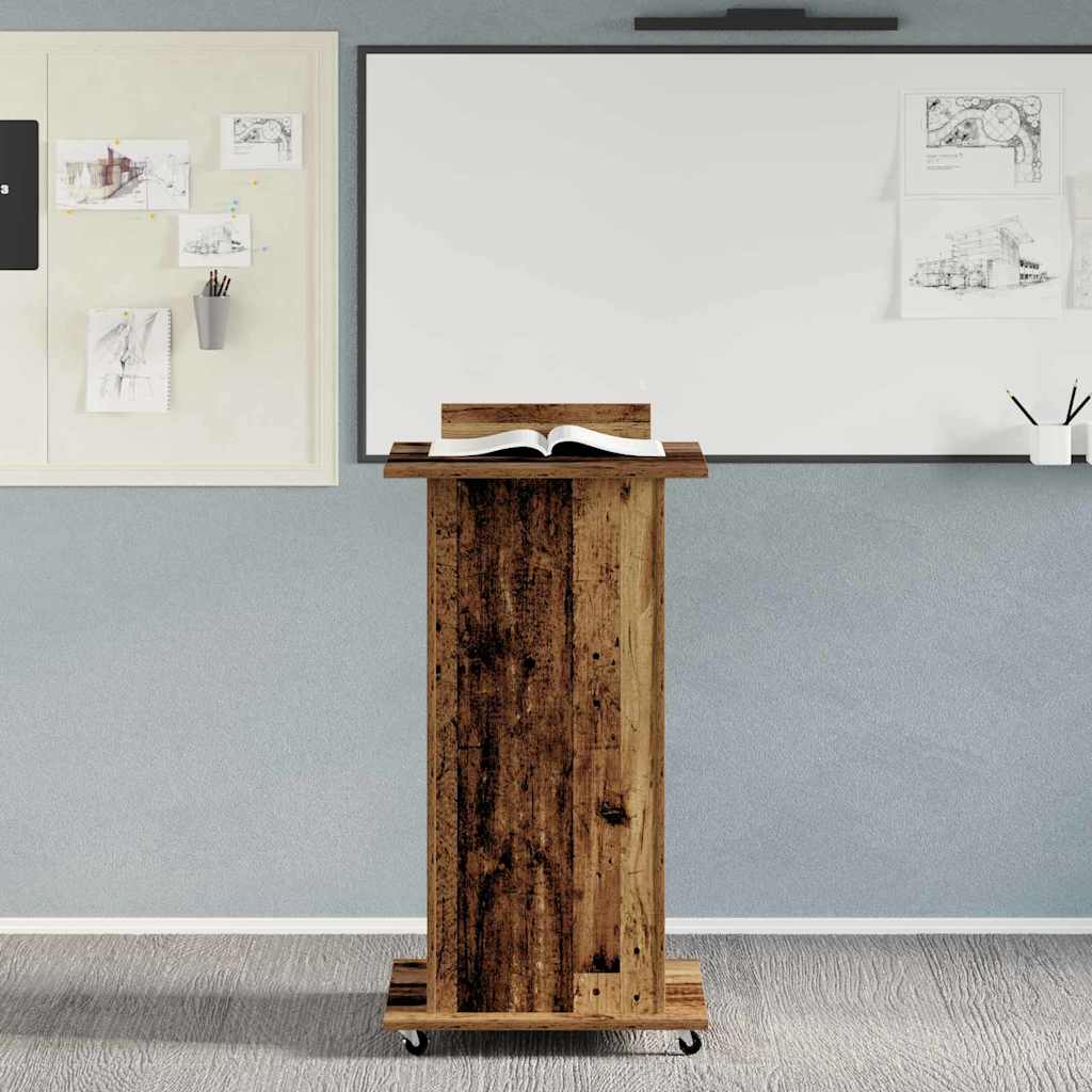 Podium med skuff Gammelt tre 55 x 55 x 107 cm Konstruert tre