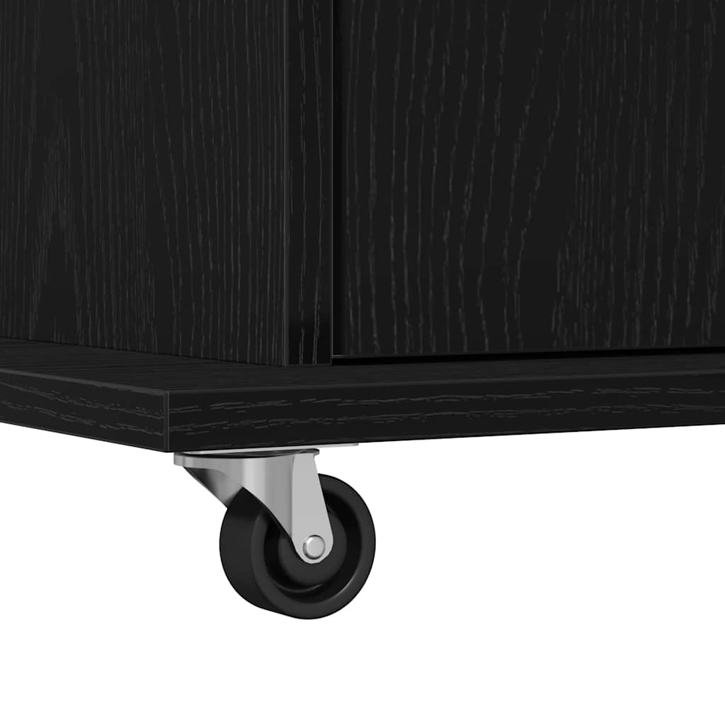 Podium med skuff Svart Eik 55 x 55 x 107 cm Konstruert tre