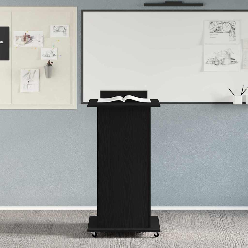 Podium med skuff Svart Eik 55 x 55 x 107 cm Konstruert tre
