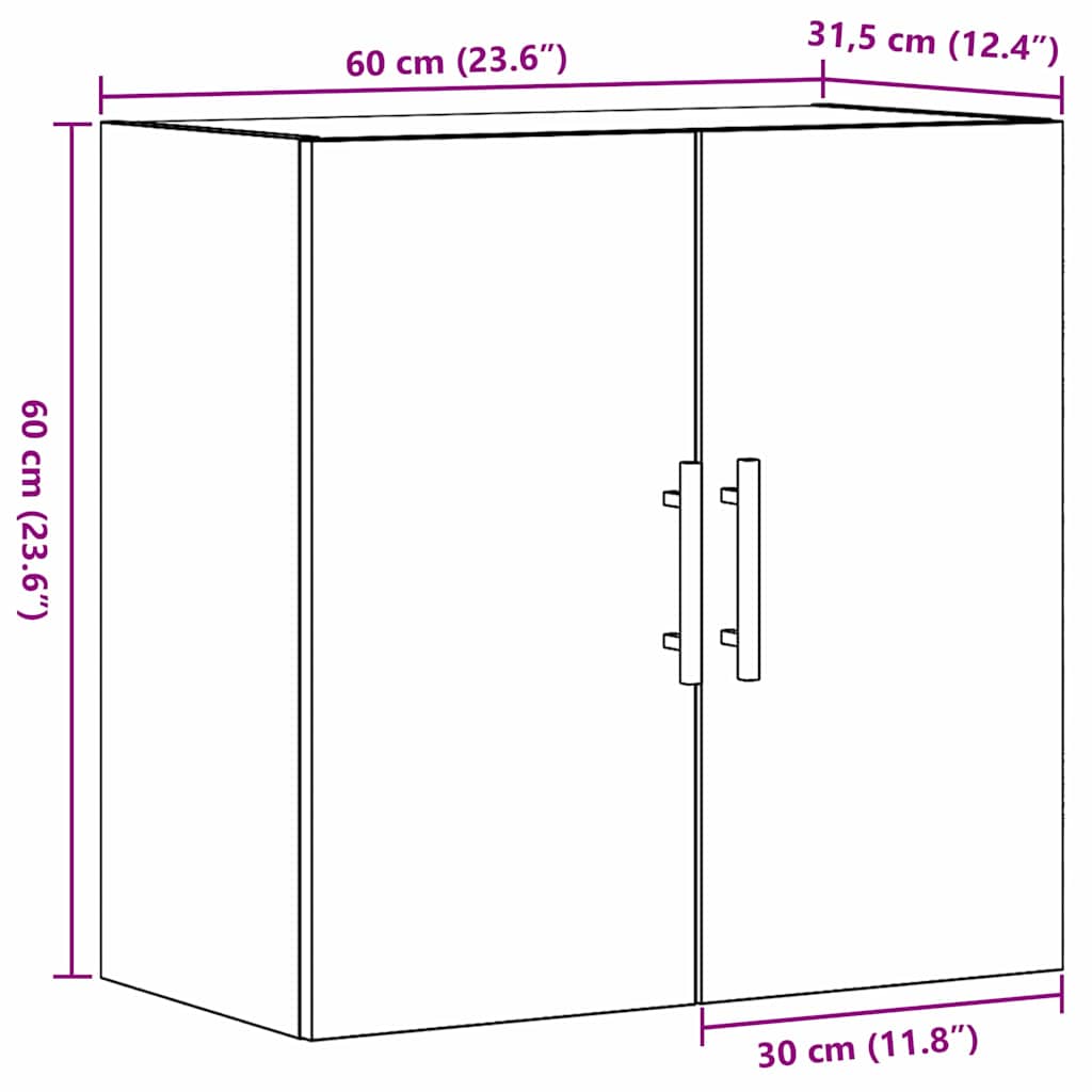 Veggskap Veggmontert Gamle tre 60 x 31,5 x 60 cm Konstruert tre