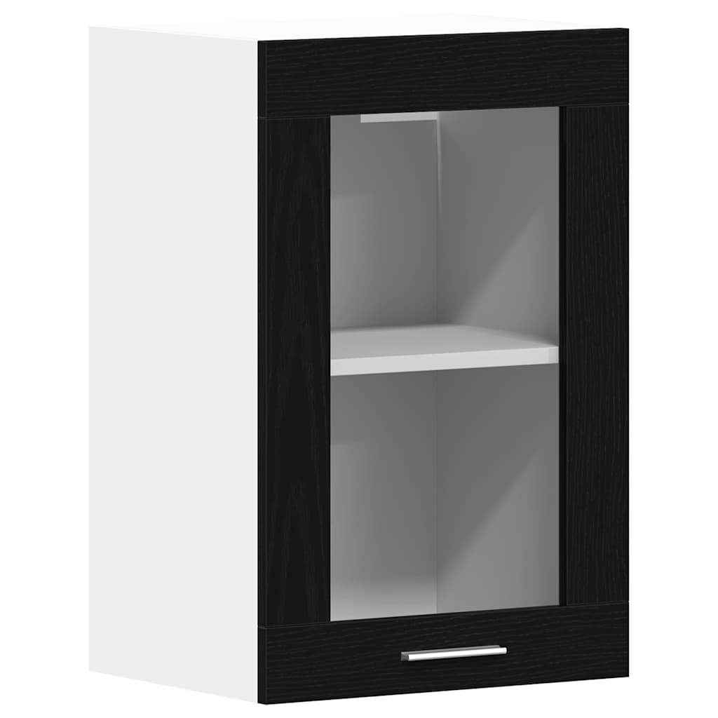 Hengende vitrineskap svart eik 40x31x60 cm konstruert tre