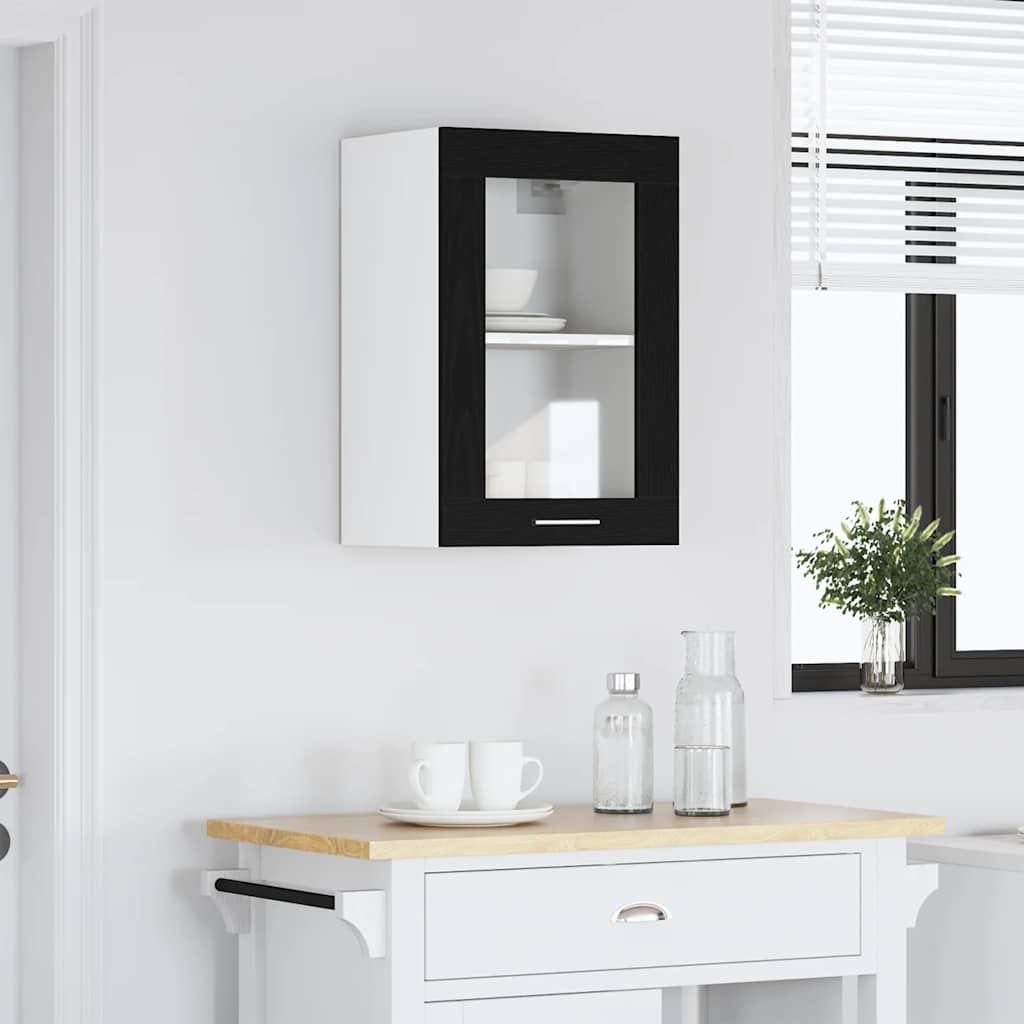 Hengende vitrineskap svart eik 40x31x60 cm konstruert tre