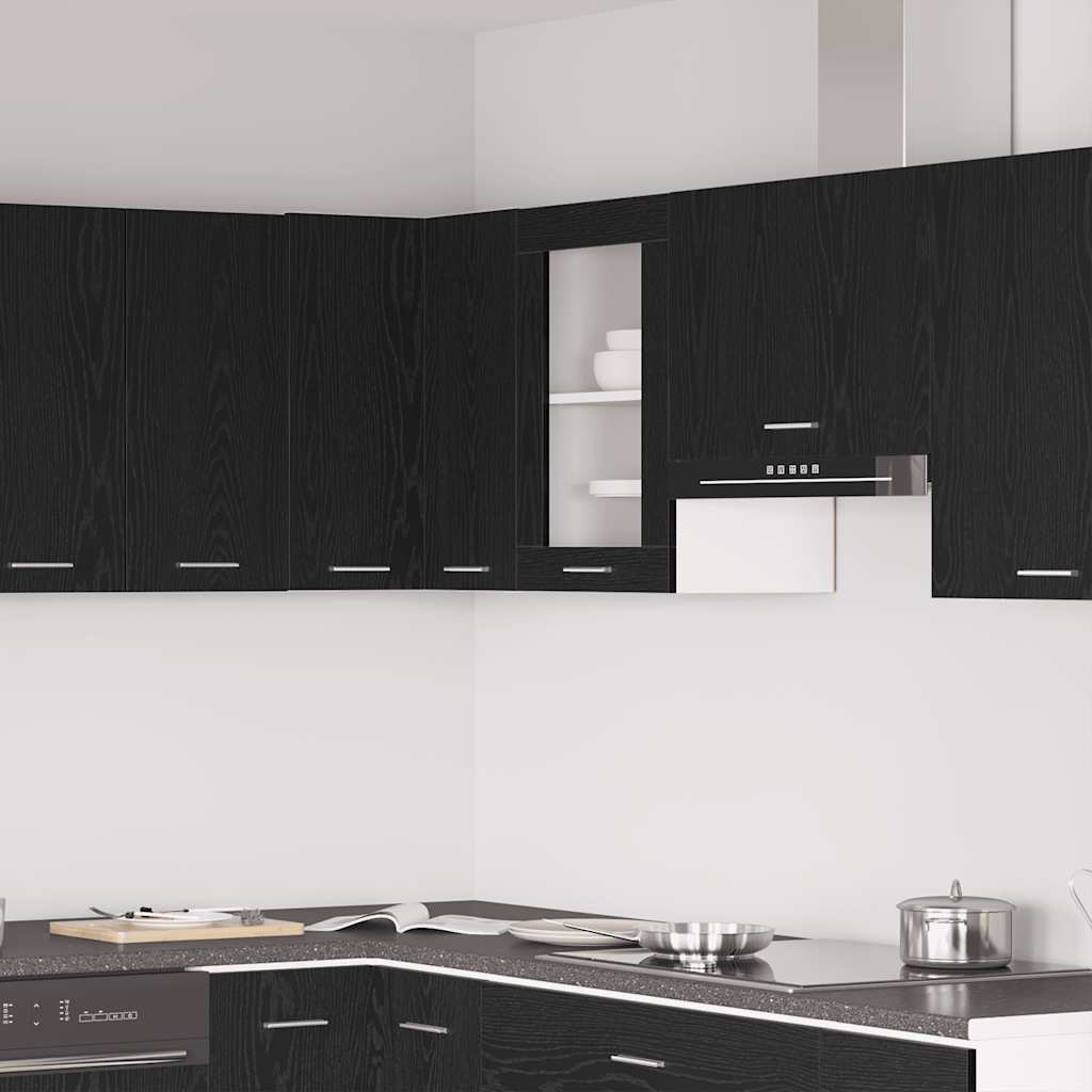 Hengende vitrineskap svart eik 40x31x60 cm konstruert tre