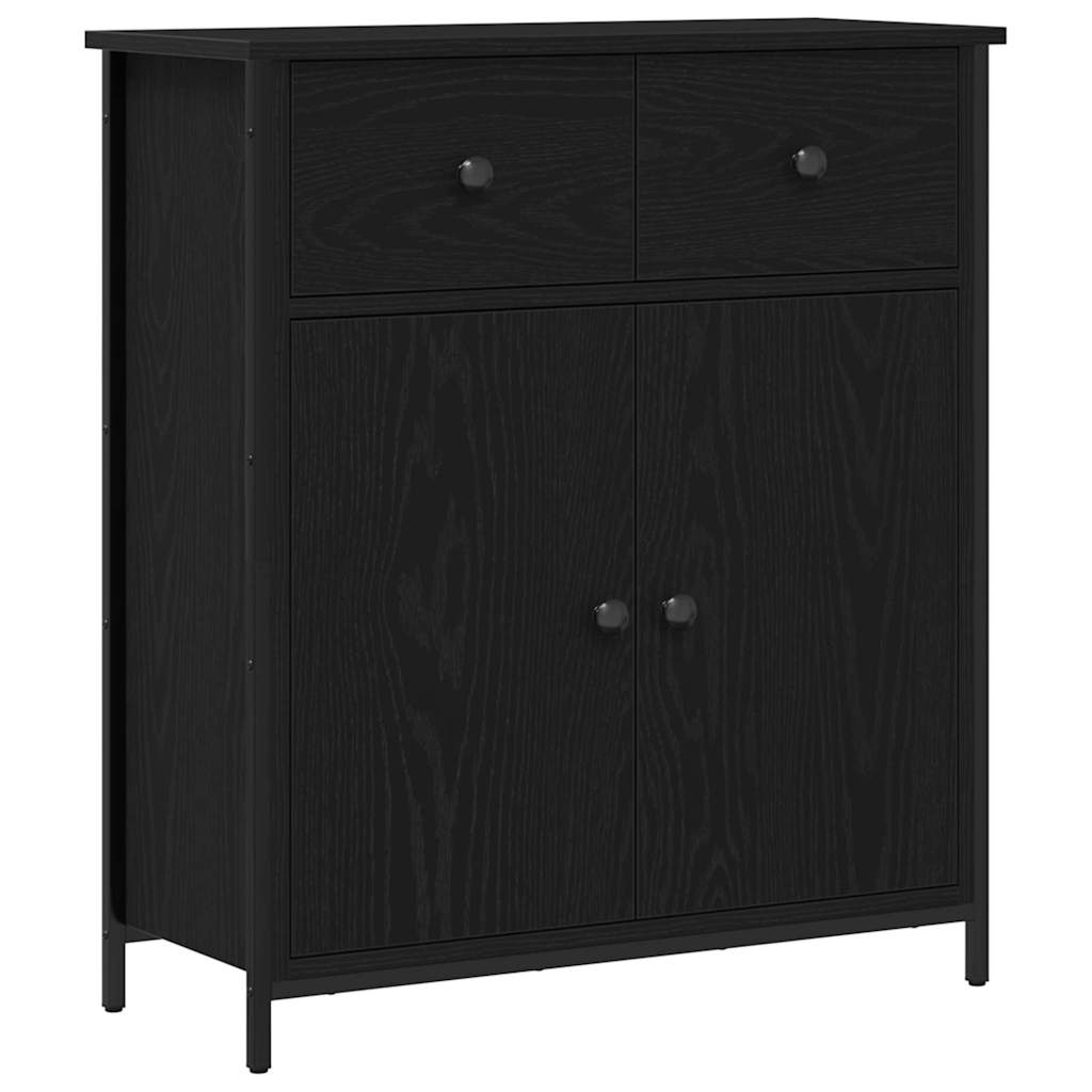 Serviesskap med skuff Svart Eik 70 x 30 x 80 cm Konstruert tre