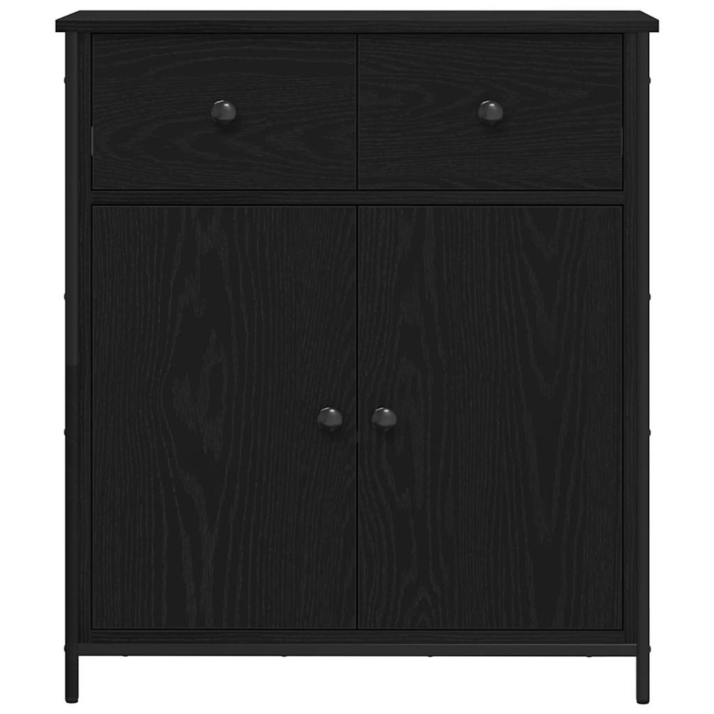 Serviesskap med skuff Svart Eik 70 x 30 x 80 cm Konstruert tre