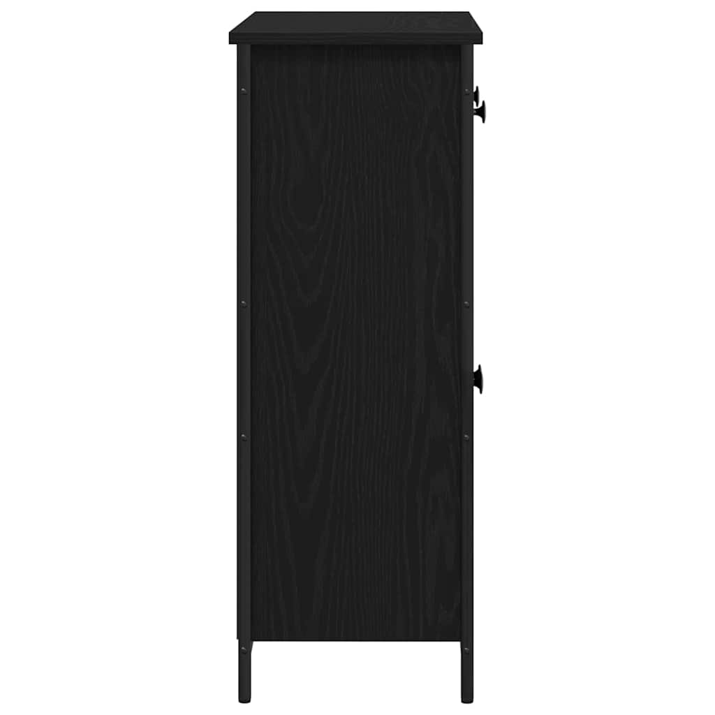 Serviesskap med skuff Svart Eik 70 x 30 x 80 cm Konstruert tre