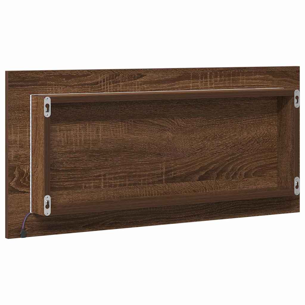 Speil Veggmontert brun eik 80 x 37 cm Glass og konstruert tre