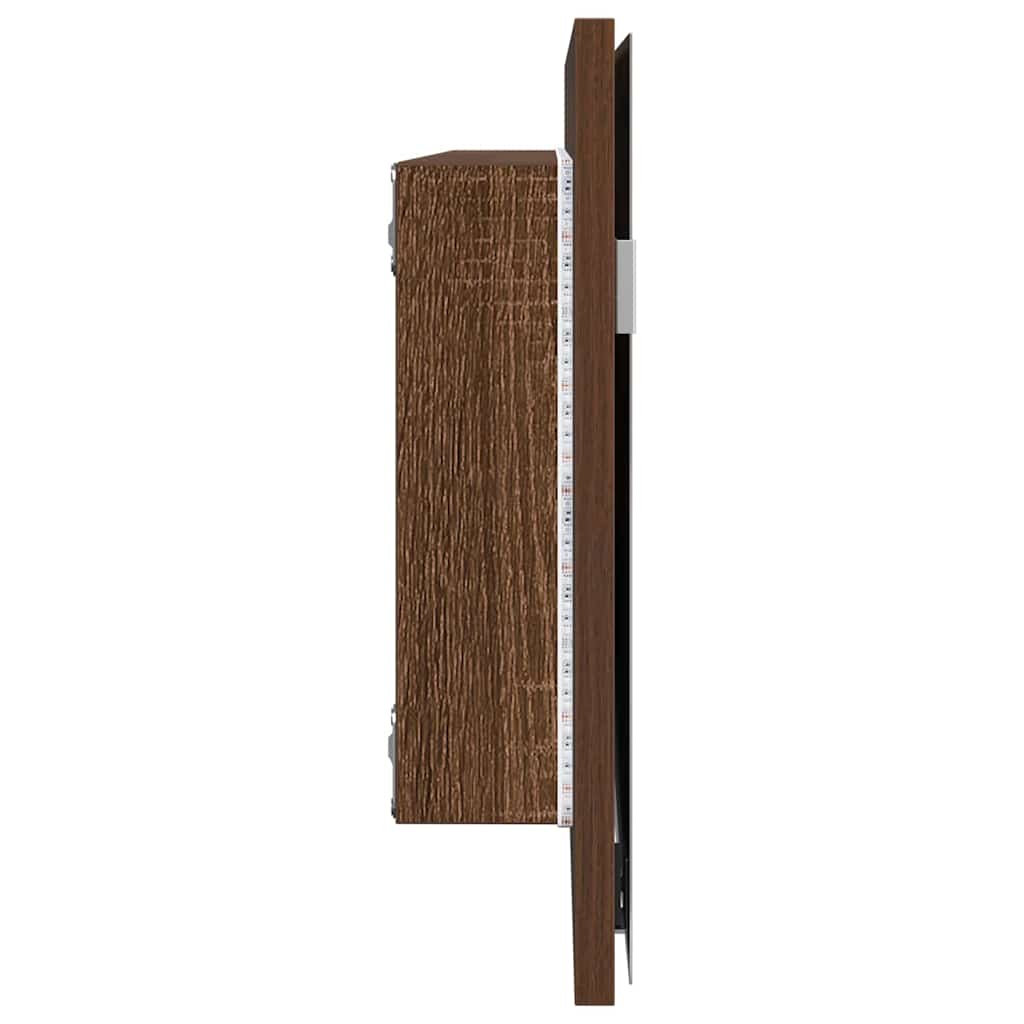 Speil Veggmontert brun eik 80 x 37 cm Glass og konstruert tre