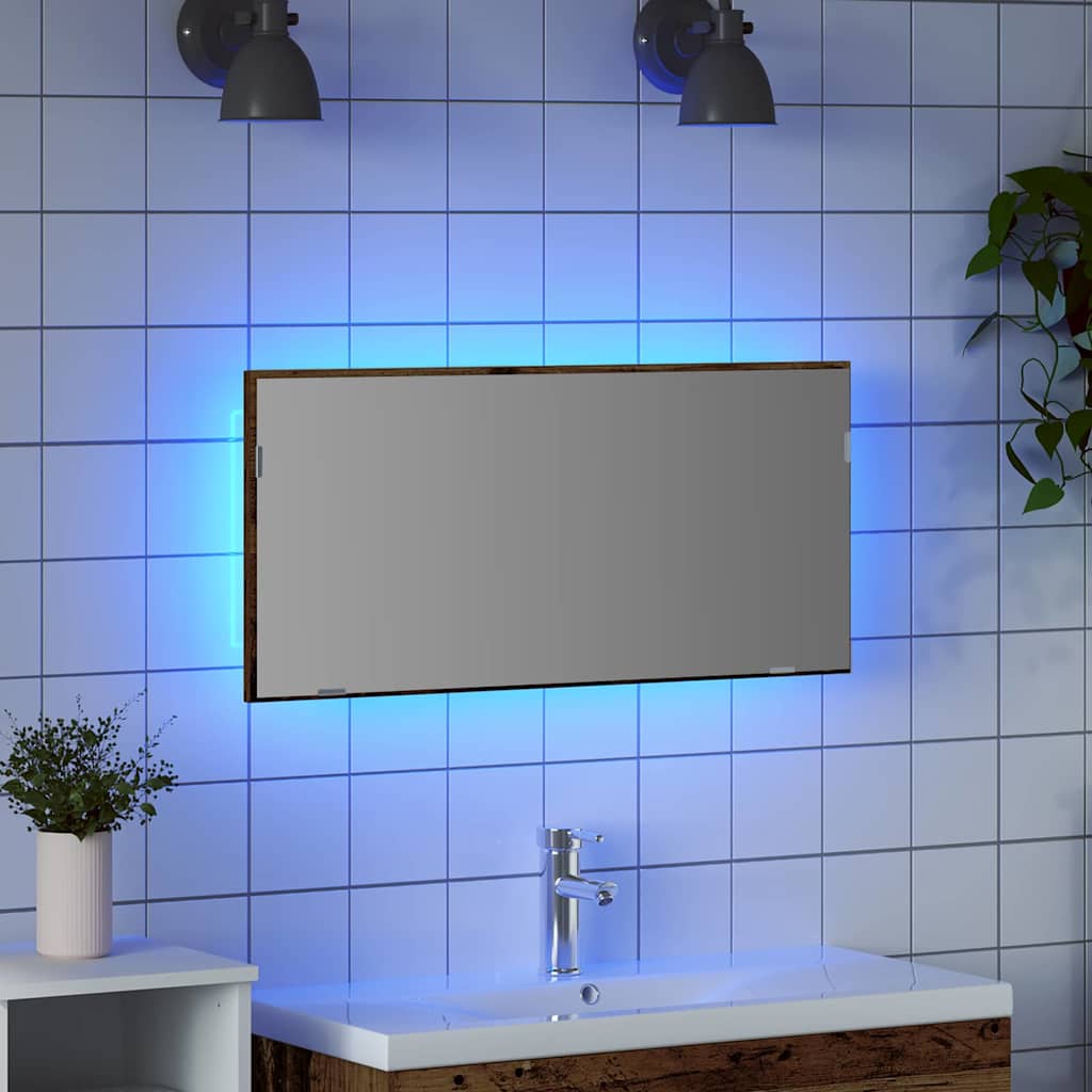 Speil med speil Gammelt tre 80 x 37 cm Glass og konstruert tre