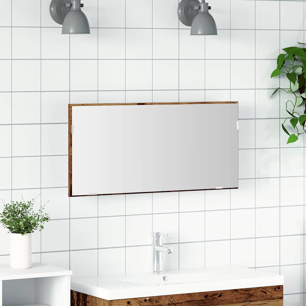 Speil med speil Gammelt tre 80 x 37 cm Glass og konstruert tre