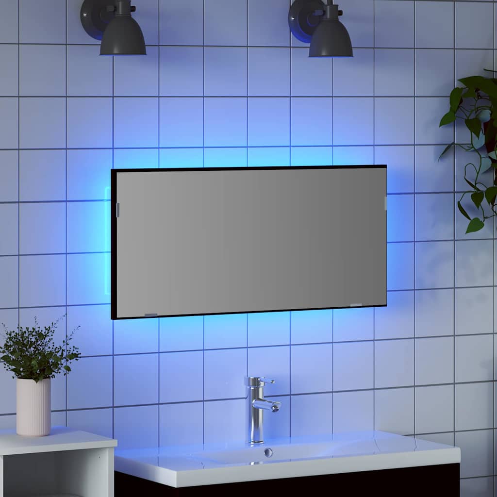 Speil Veggmontert Svart eik 80 x 37 cm Glass og konstruert tre