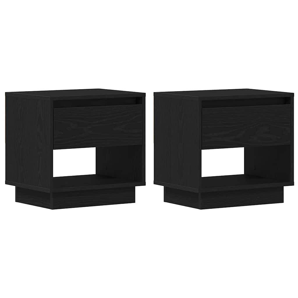 Nattbord 2 pcs Svart Eik 45 x 34 x 44 cm Konstruert tre