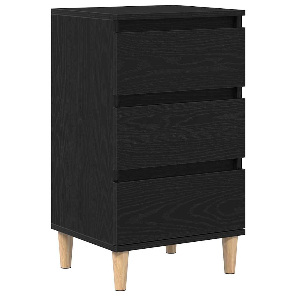 Nattbordskap med skuff Svart Eik 40 x 35 x 70 cm Konstruert tre