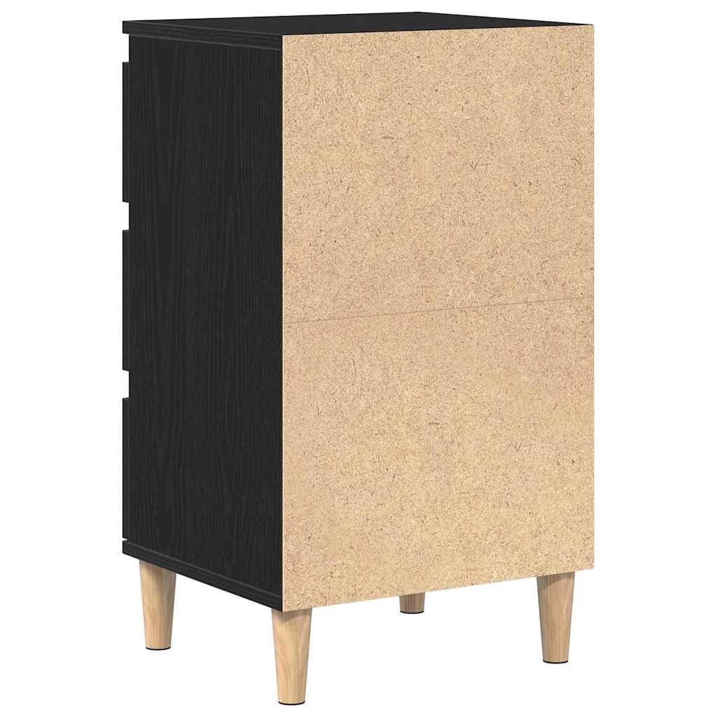 Nattbordskap med skuff Svart Eik 40 x 35 x 70 cm Konstruert tre