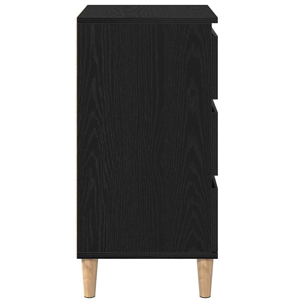 Nattbordskap med skuff Svart Eik 40 x 35 x 70 cm Konstruert tre