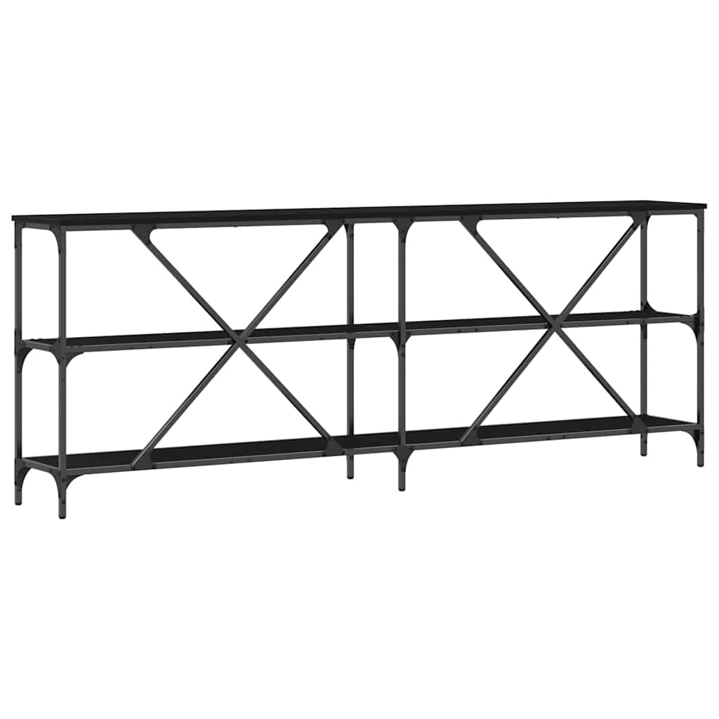 Konsollbord med hylle Svart Eik 200 x 30 x 75 cm Konstruert tre