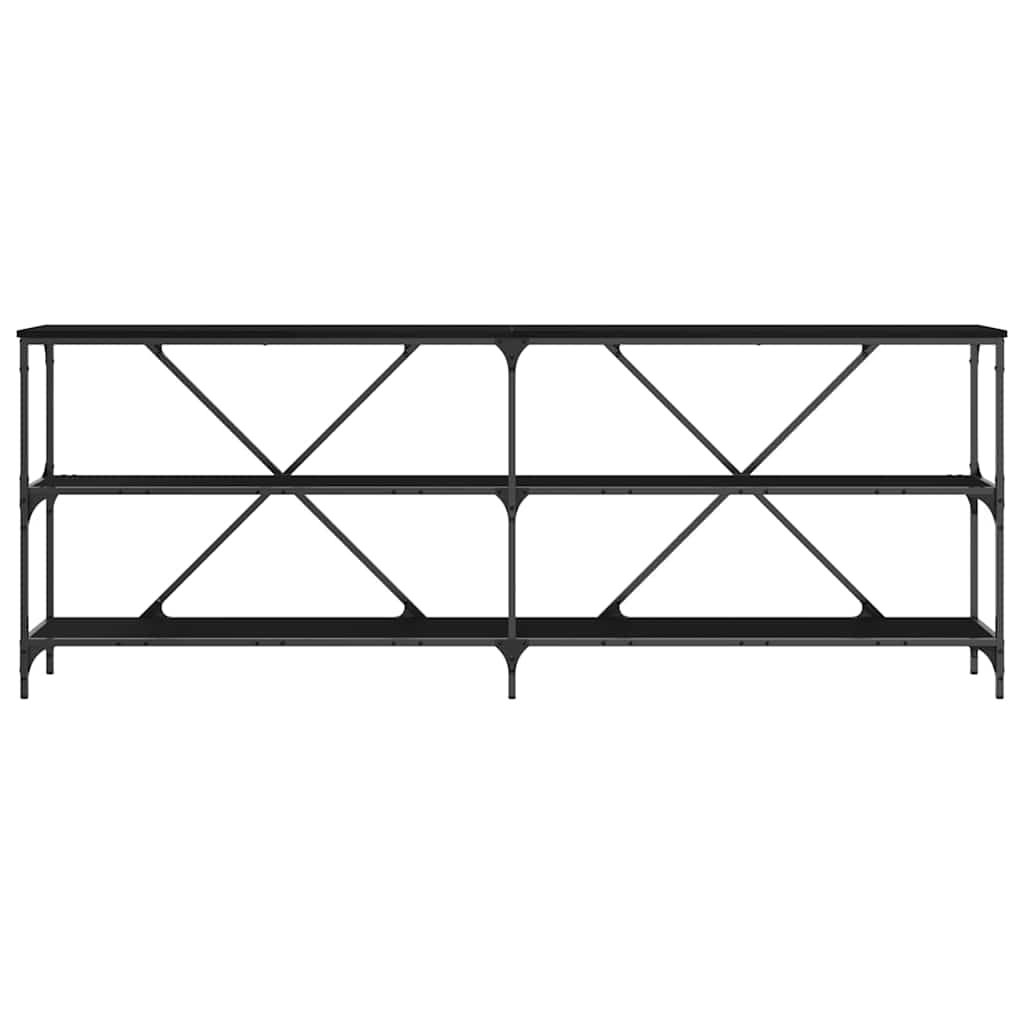 Konsollbord med hylle Svart Eik 200 x 30 x 75 cm Konstruert tre