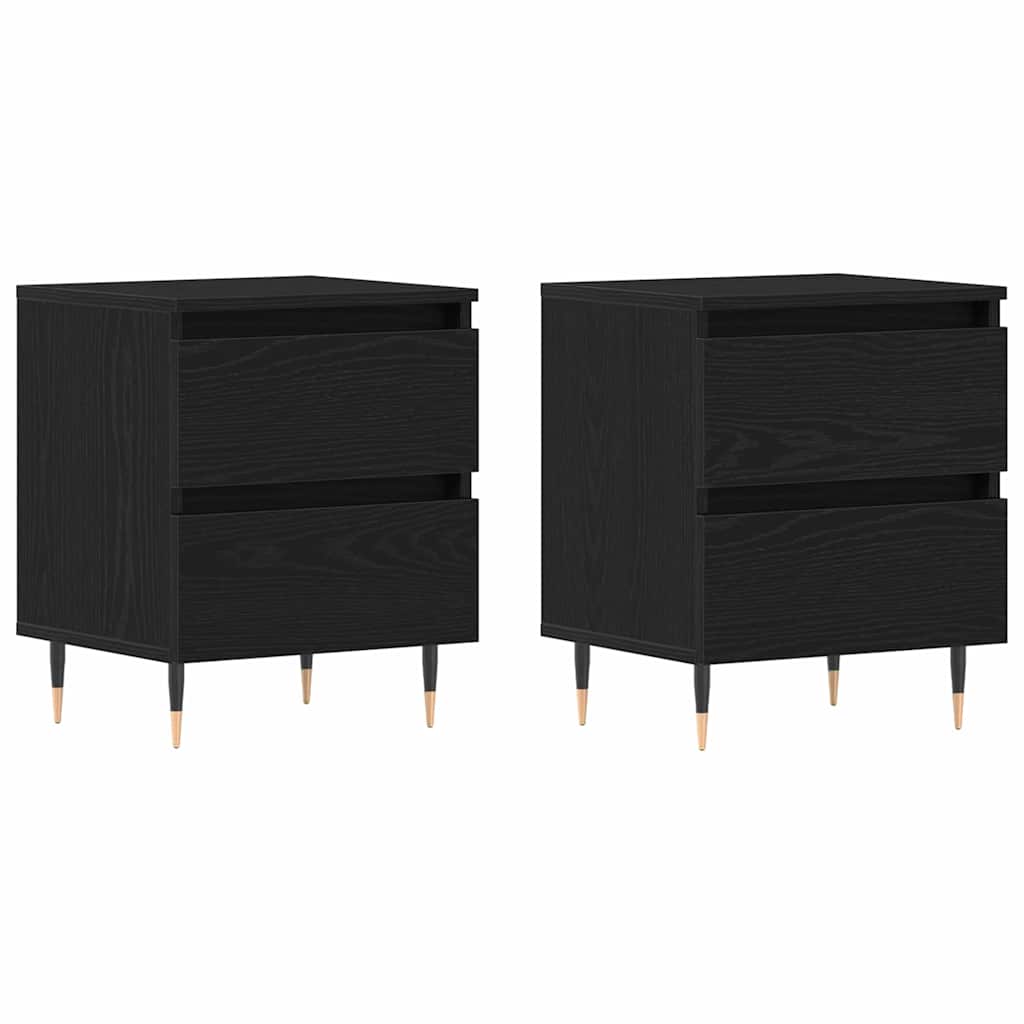 Nattbordskap 2 pcs Svart Eik 40 x 35 x 50 cm Konstruert tre