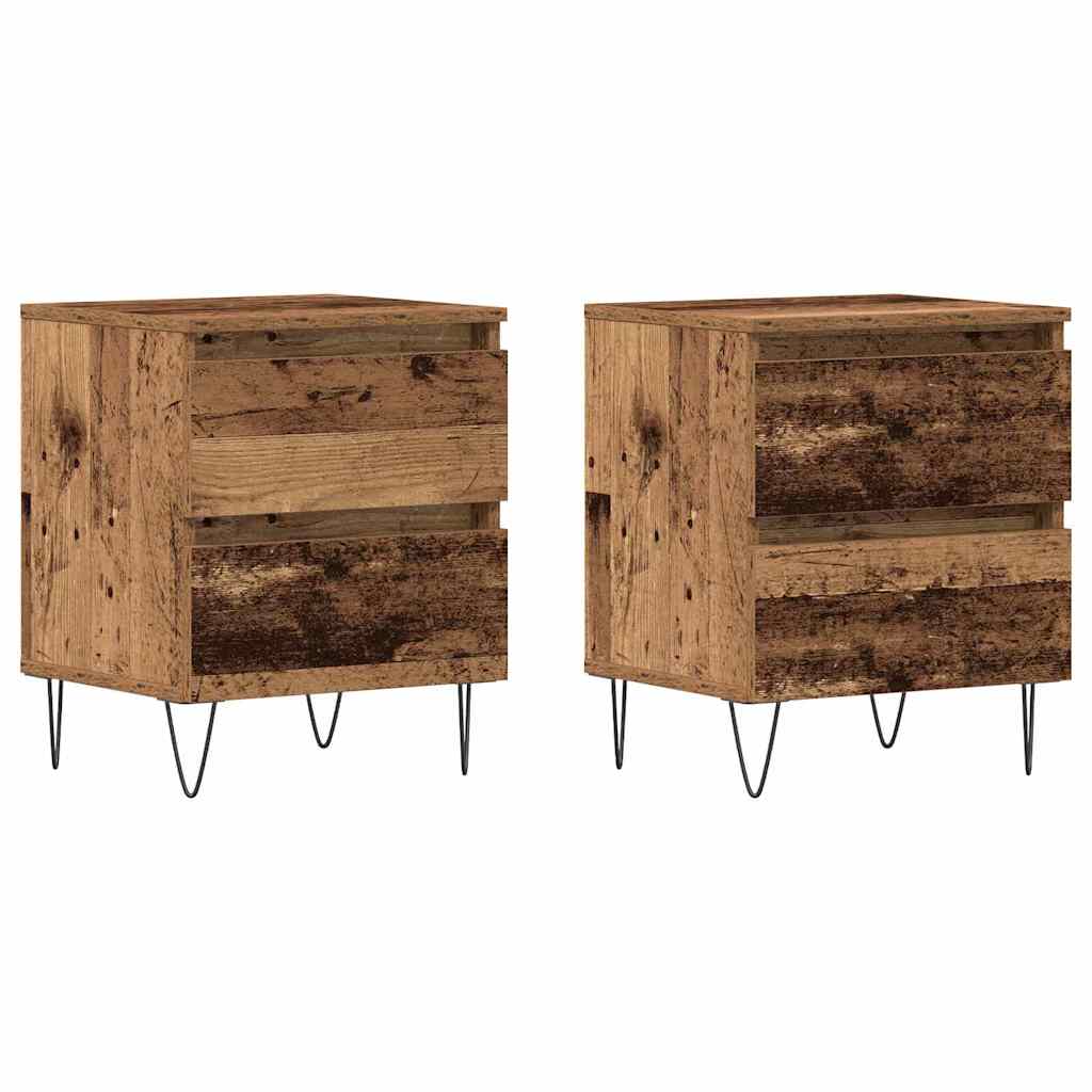 Nattbordskap 2 pcs Gammelt tre 40 x 35 x 50 cm Konstruert tre