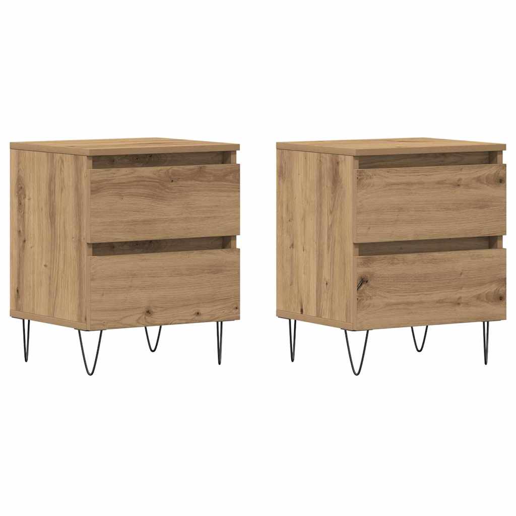 Nattbordskap 2 pcs artisan eik 40 x 35 x 50 cm Konstruert tre