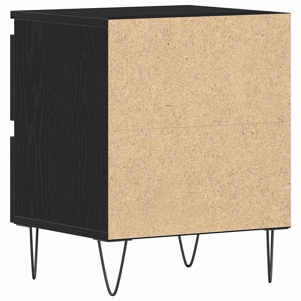 Nattbordskap med skuff Svart eik 40 x 35 x 50 cm Konstruert tre