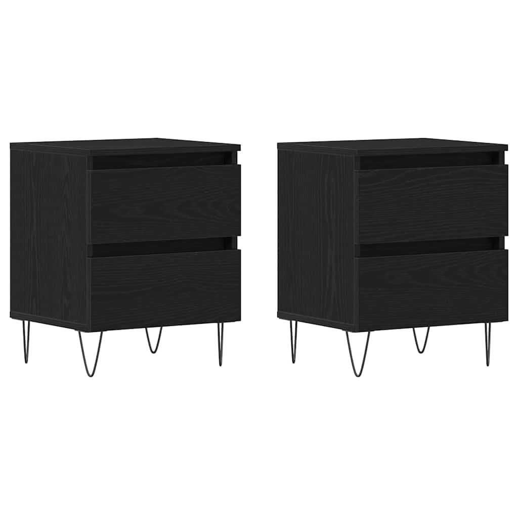 Nattbordskap 2 pcs Svart eik 40 x 35 x 50 cm Konstruert tre