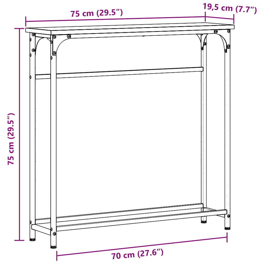 Konsollbord Gammelt tre 75 x 19,5 x 75 cm Konstruert tre